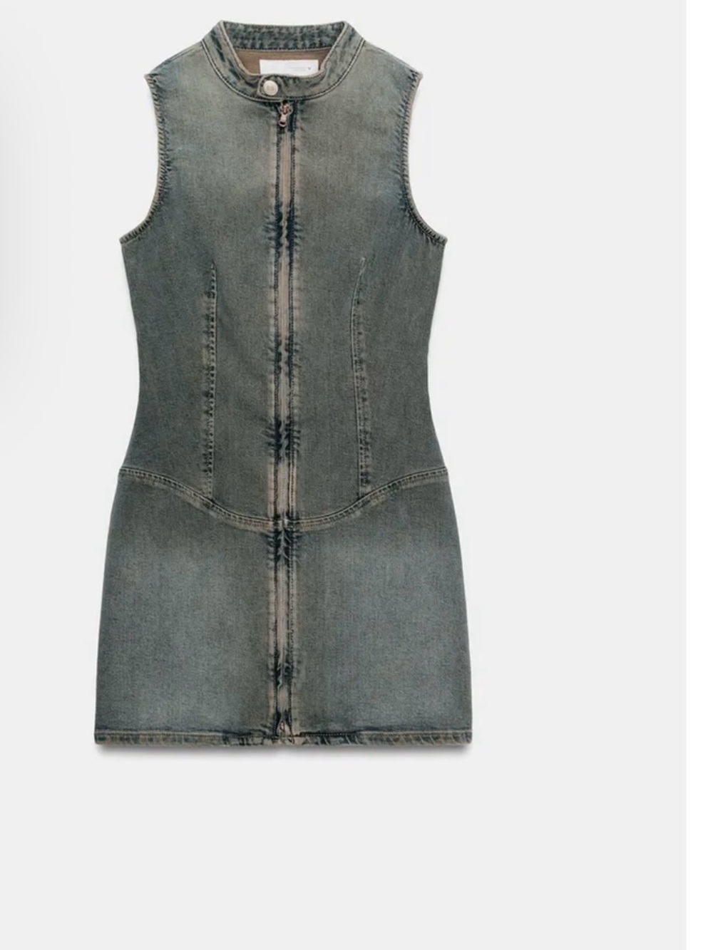 Zara Denim Mini Dress with Front Zip